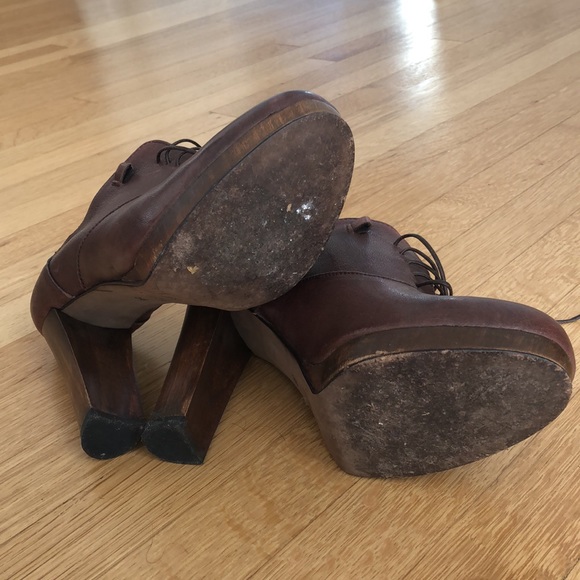 Joie vintage style platform brown leather lace up heels size 38 - Picture 12 of 12